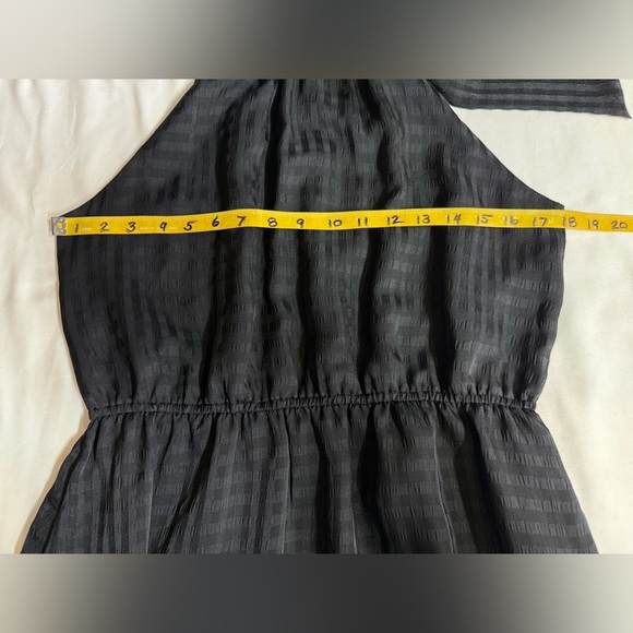 ANN TAYLOR FACTORY Black on black gingham print halter Midi Dress size M - Picture 11 of 13